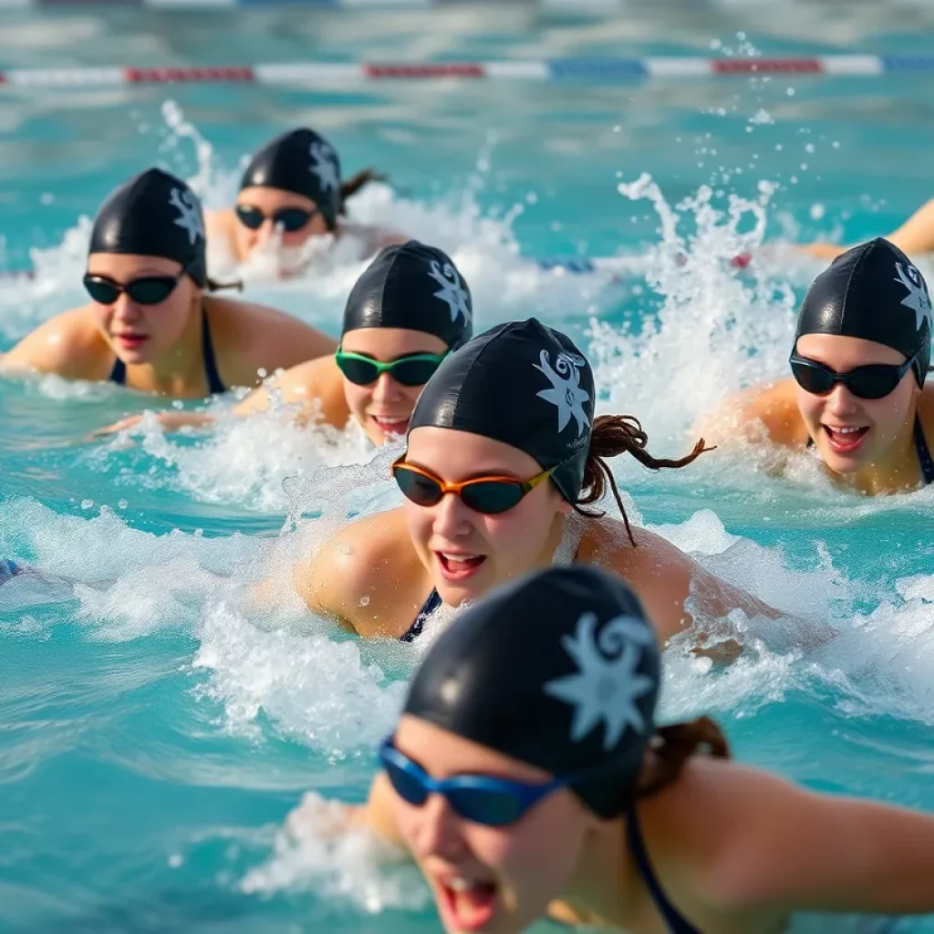 Door County United girls swim team competing at the Ashwaubenon Jaguar Invite