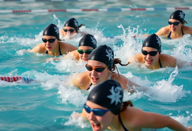 Door County United girls swim team competing at the Ashwaubenon Jaguar Invite