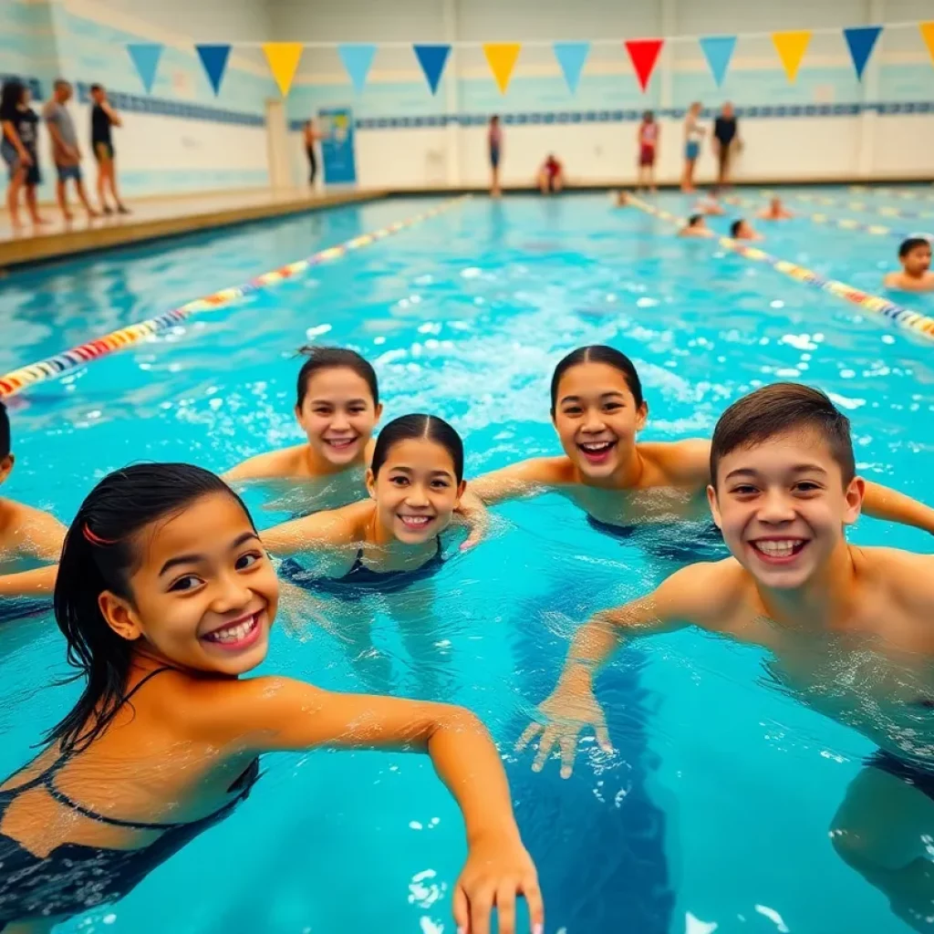 Douglas High School swim team practicing in the aquatic center