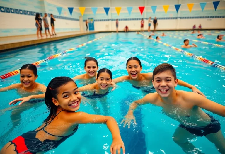 Douglas High School swim team practicing in the aquatic center
