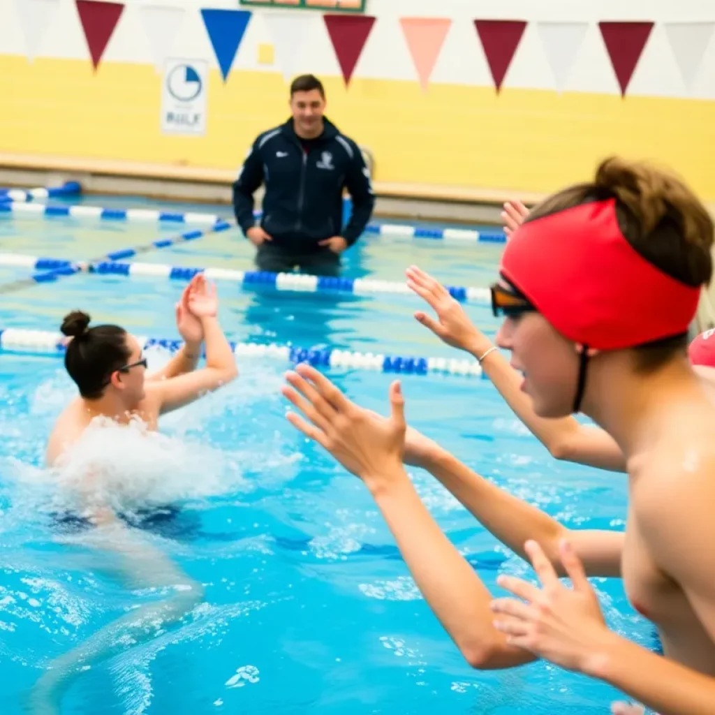 Swimmers practicing at Douglas High School pool