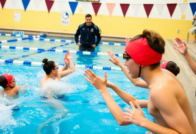 Swimmers practicing at Douglas High School pool