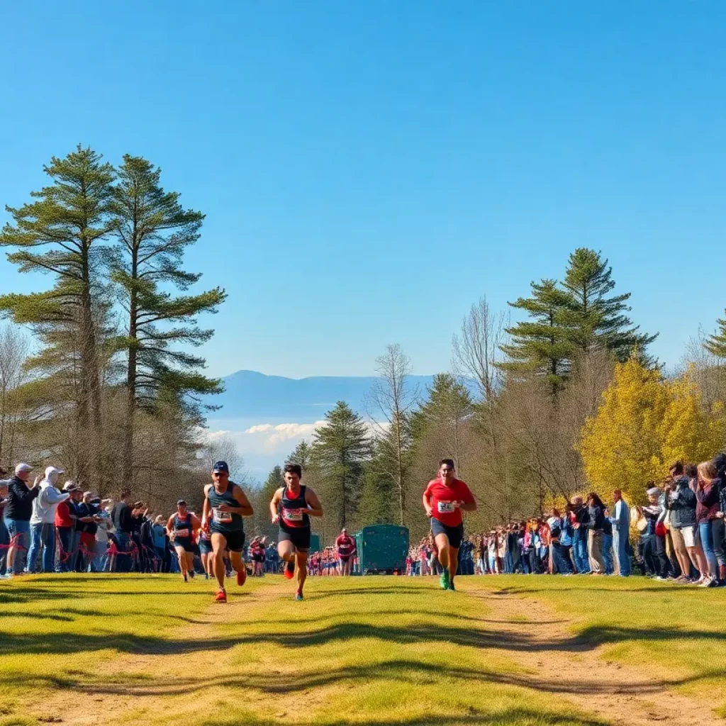 Cross country runners racing during the Eagle Valley Invitational.