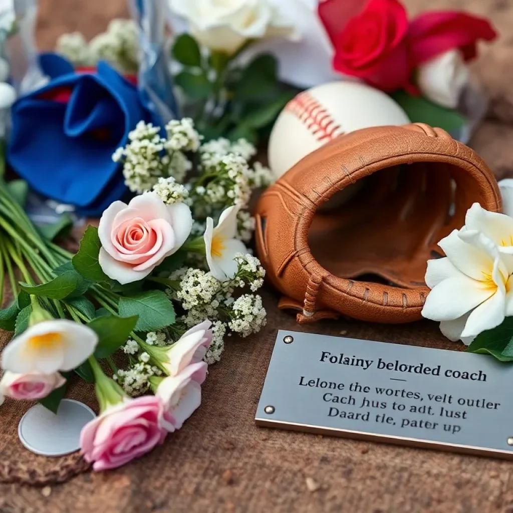 Memorial scene for a beloved softball coach