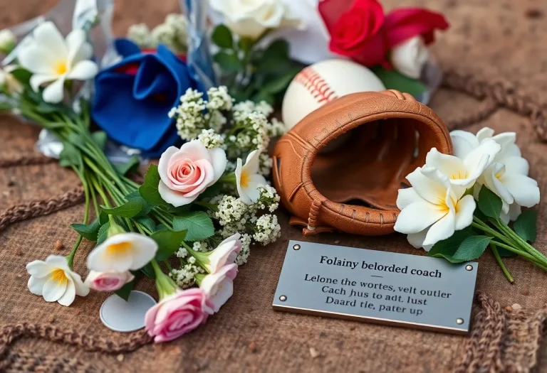 Memorial scene for a beloved softball coach
