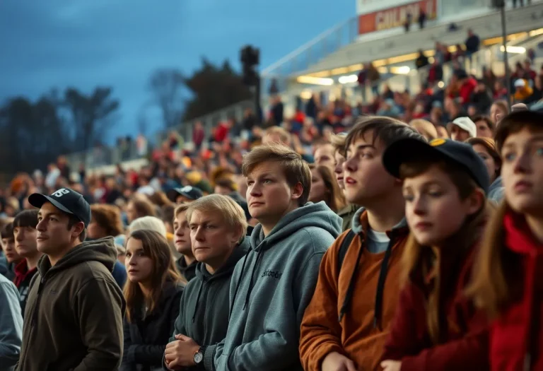Crowd reacting to a shooting incident at a football game