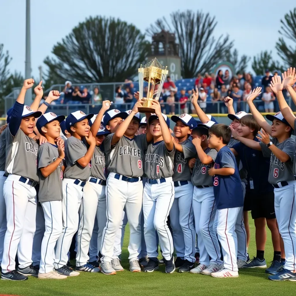Effingham Mustangs celebrating their baseball championship victory.