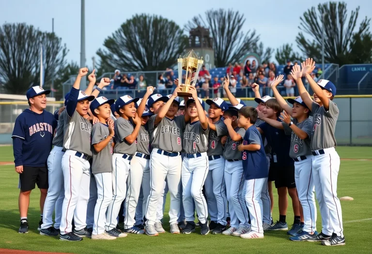 Effingham Mustangs celebrating their baseball championship victory.