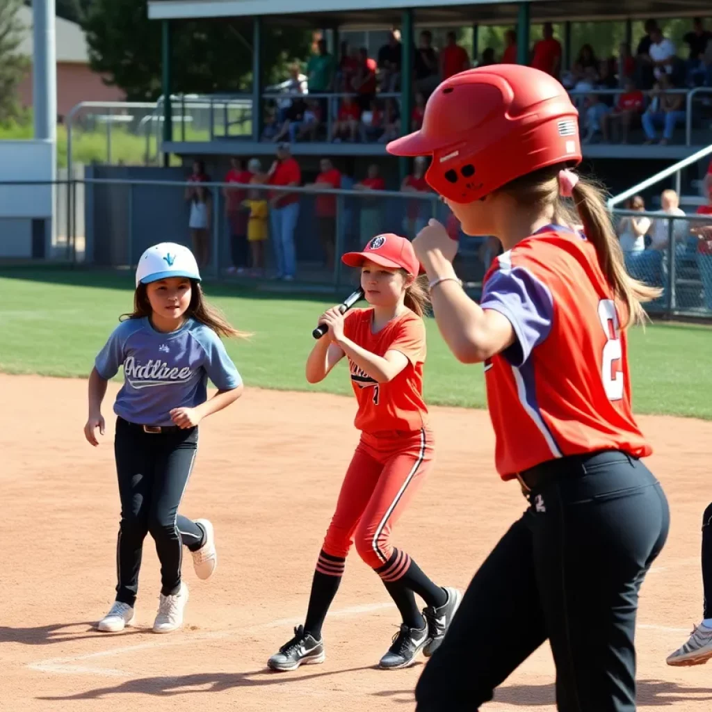 Effingham Junior High School softball team celebrating their victory