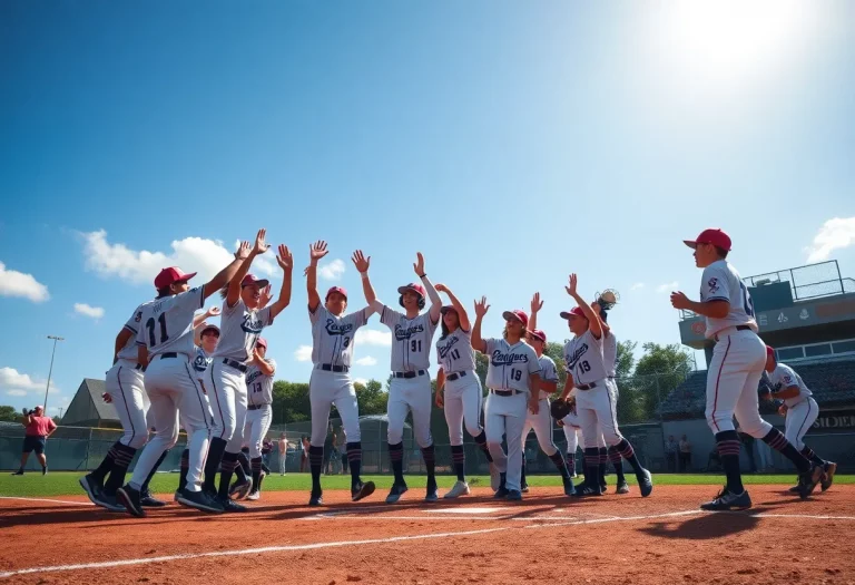 Effingham baseball team celebrating their victory over Brownstown/St. Elmo