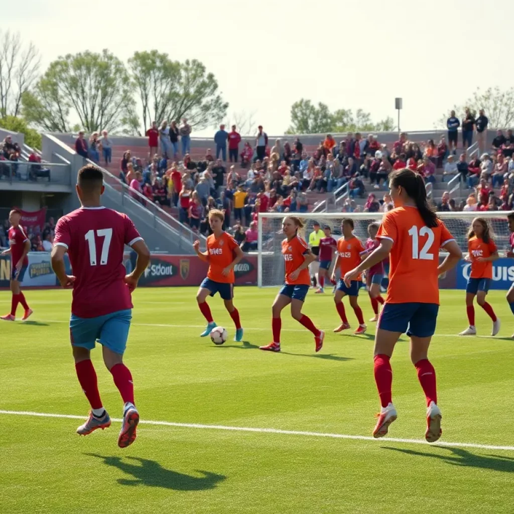 Boys soccer players from Fall River practicing on the field