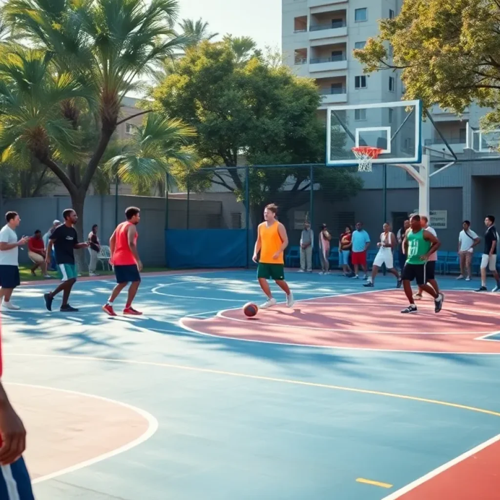 FAMU basketball team members practicing on the court