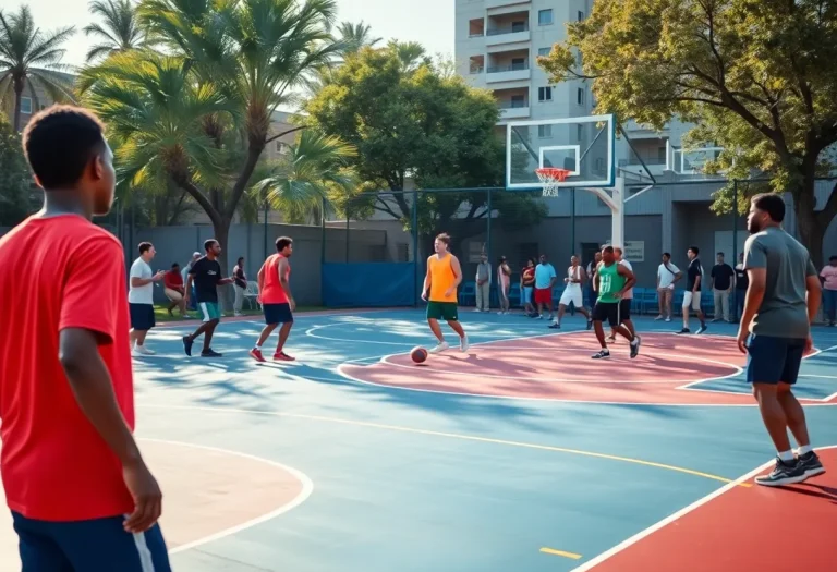 FAMU basketball team members practicing on the court