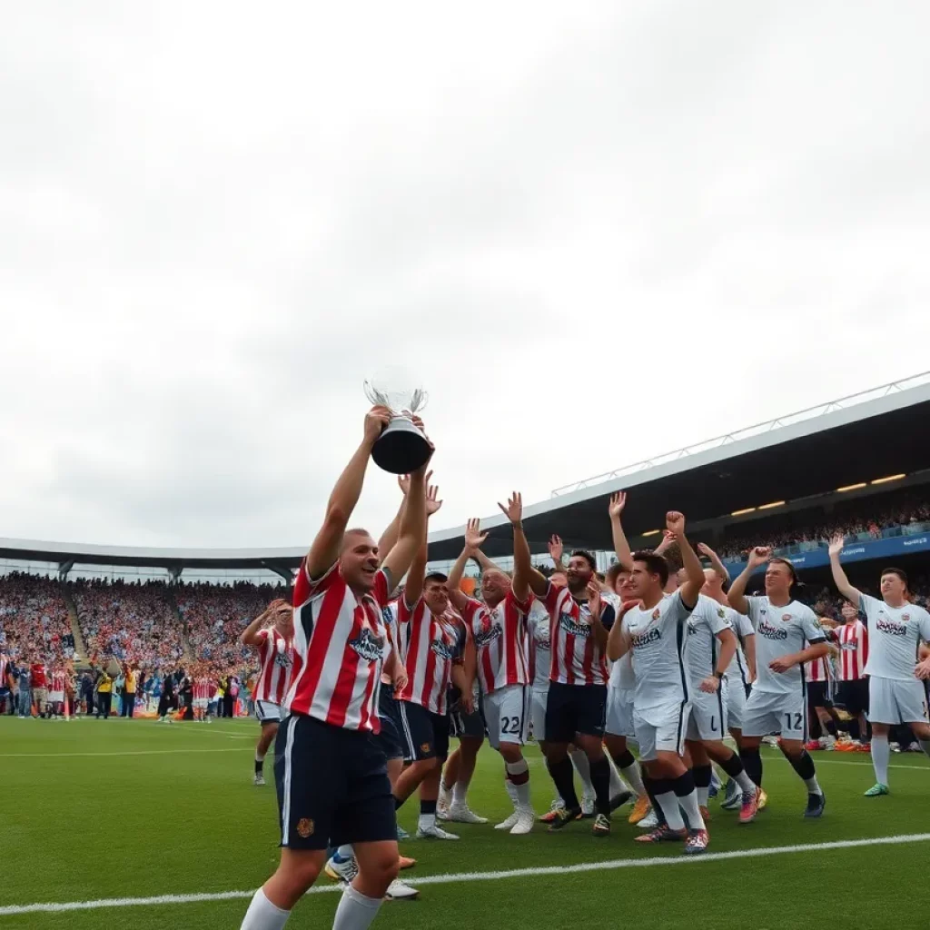 Fort Kent girls soccer team celebrating their regional championship victory.