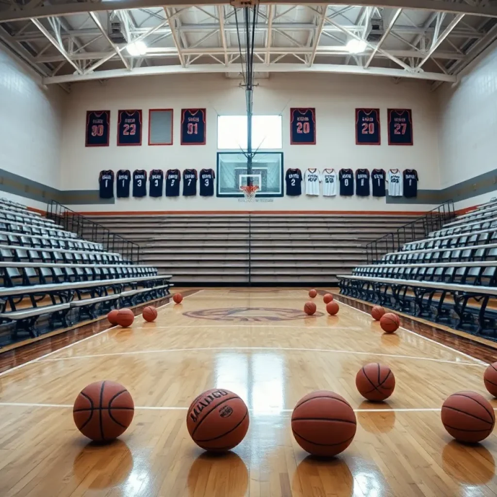 Empty basketball court at Garfield High School