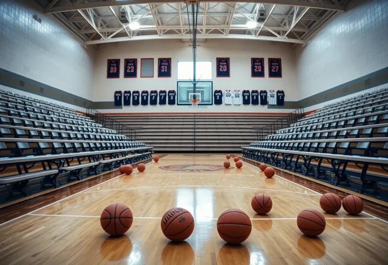 Empty basketball court at Garfield High School