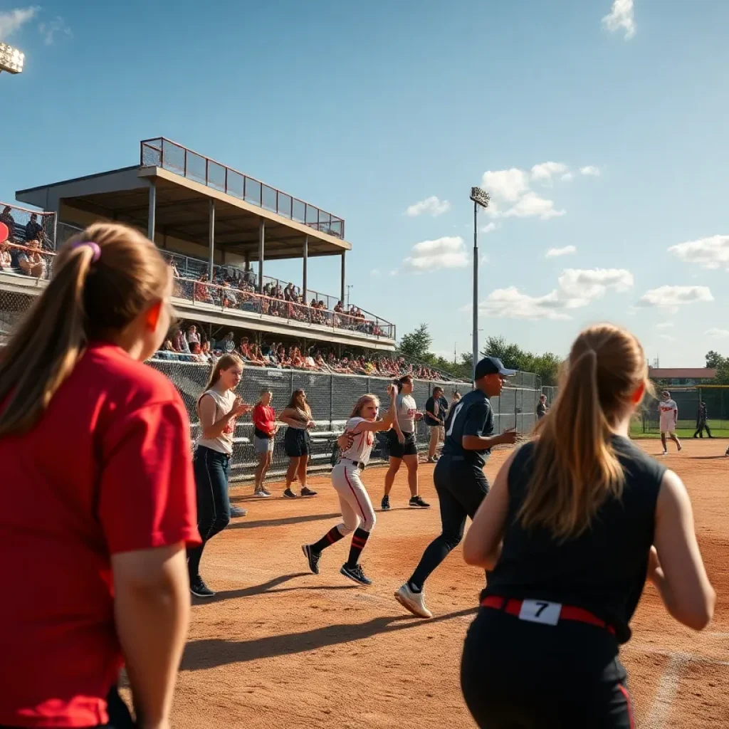 High school softball teams competing during a game in Georgia
