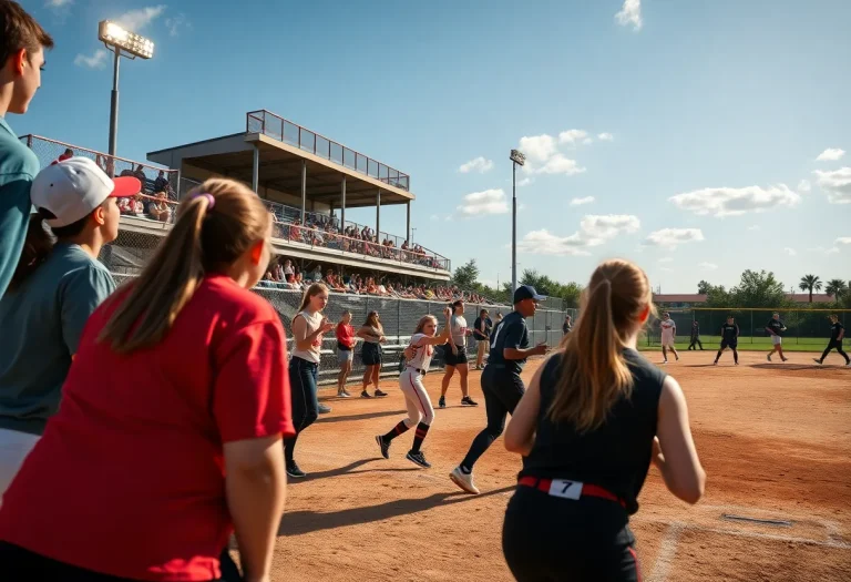 High school softball teams competing during a game in Georgia