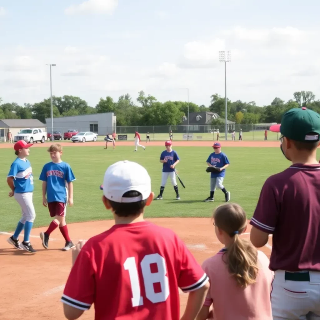 Gibson City Middle School baseball players in action during a game.
