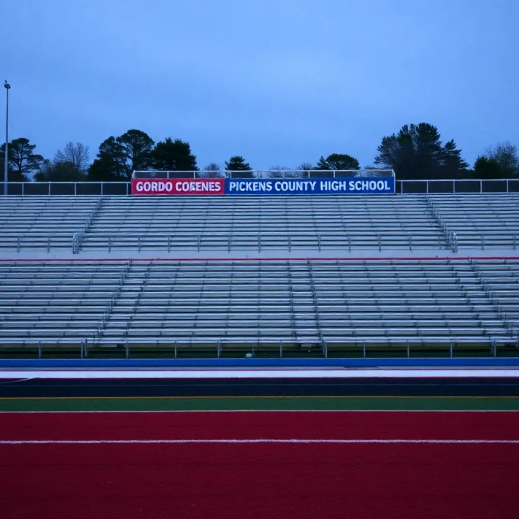 Empty football field representing the cancelled rivalry game