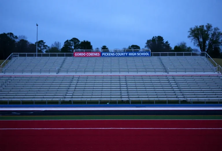 Empty football field representing the cancelled rivalry game