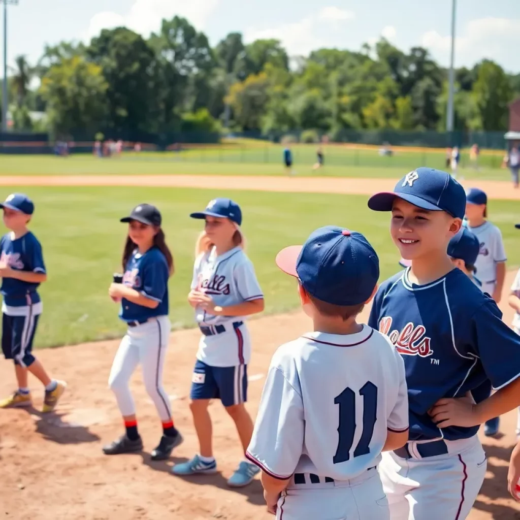 Young baseball players on a field representing Great Falls High School.