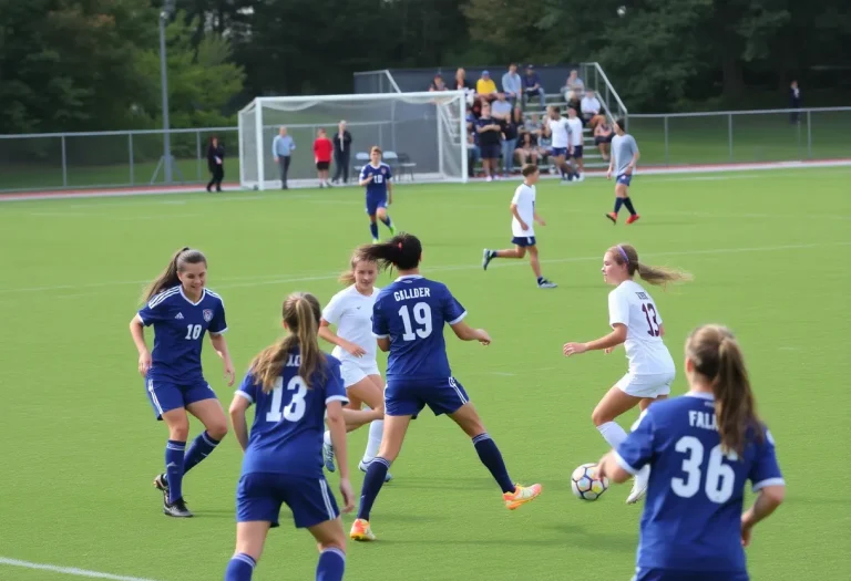 Players from Greenwich High School soccer teams in action during a match.