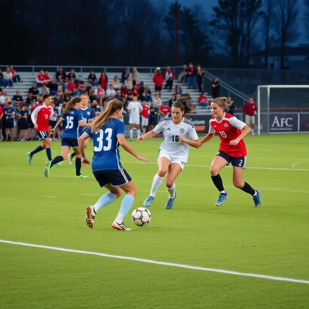 Players from Greenwich High School competing in a soccer match