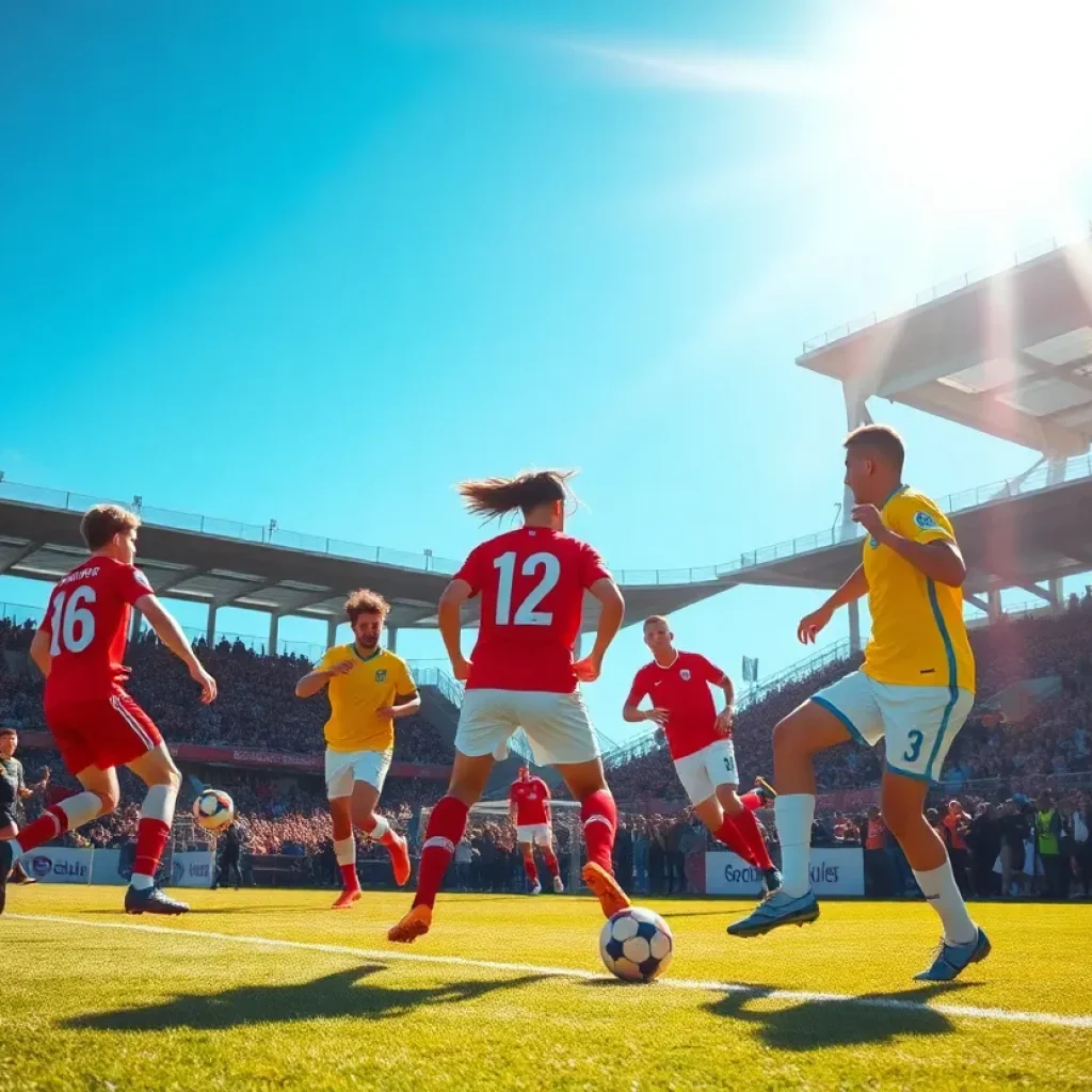 Guilderland High School soccer players during a match