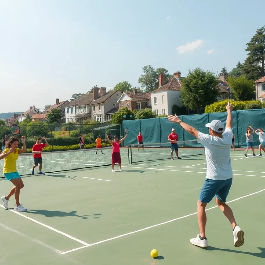 Tennis players celebrating at a local court in Haddonfield