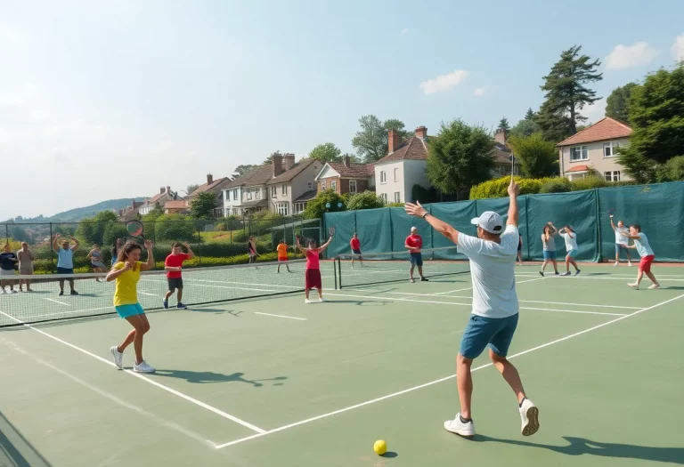 Tennis players celebrating at a local court in Haddonfield