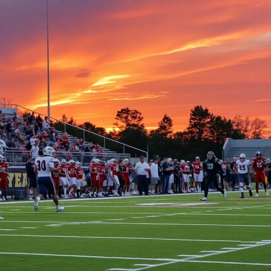 High school football players in action during a game in Wisconsin
