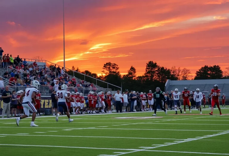High school football players in action during a game in Wisconsin