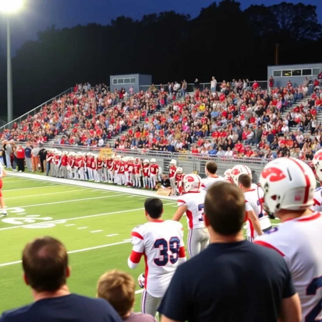 Action-packed scene from a high school football game