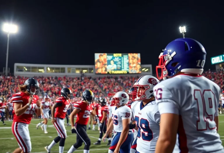 Exciting moment during a high school football game