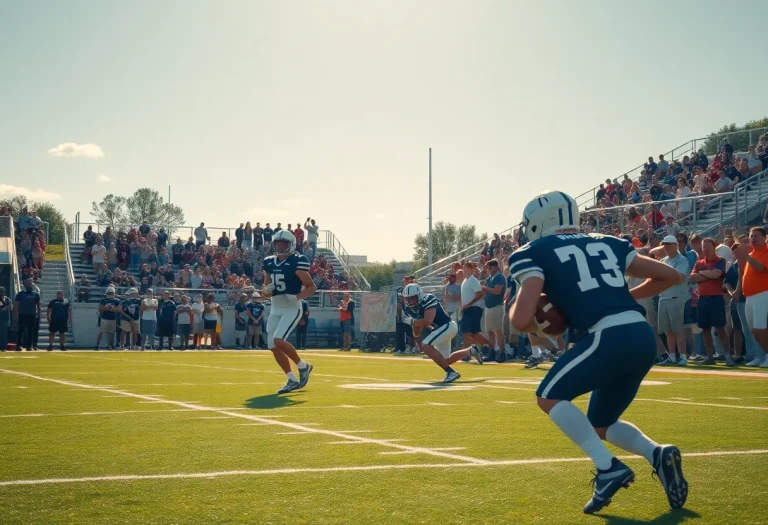 Students playing football in a high school match