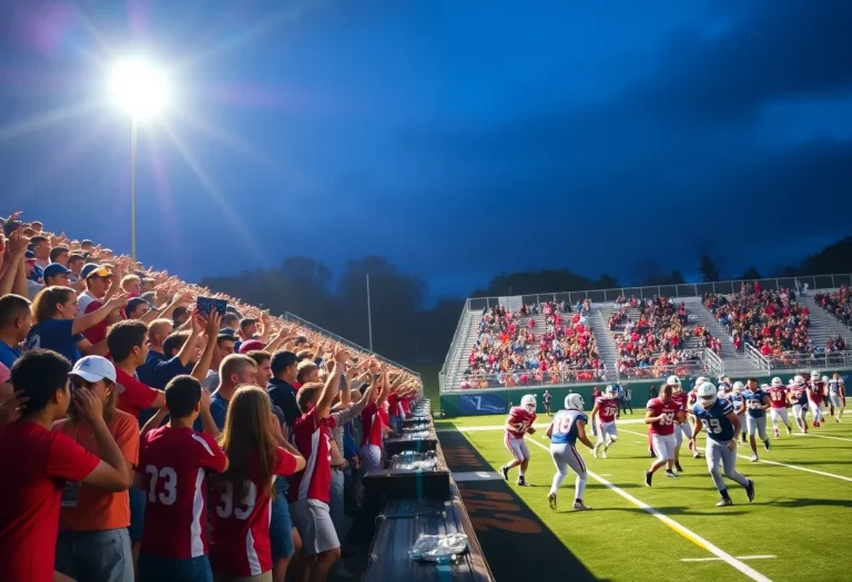 High school football players competing during a game in Rio Grande Valley.