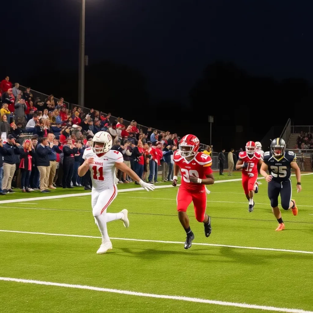 Football players competing in a high school game