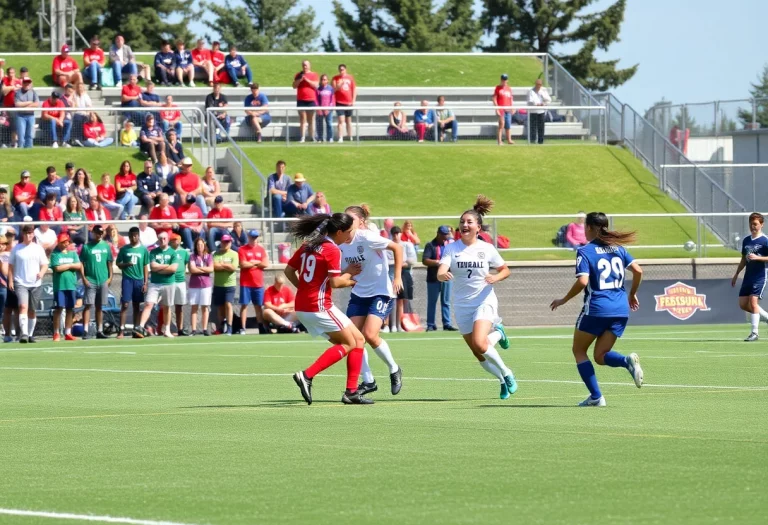 Exciting high school soccer match in Bend with players in action.