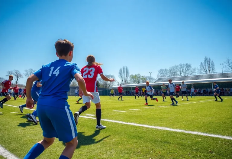 Players competing in a high school soccer match in Paducah, KY