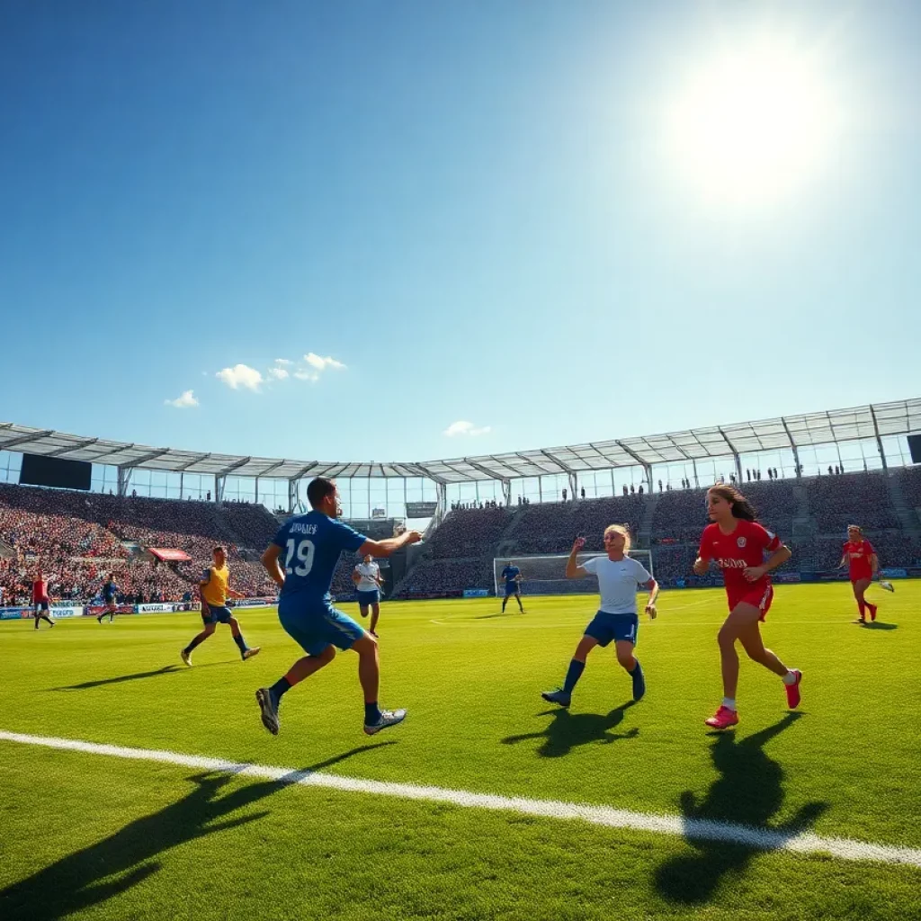 A high school soccer match in Princeton with players competing on the field.