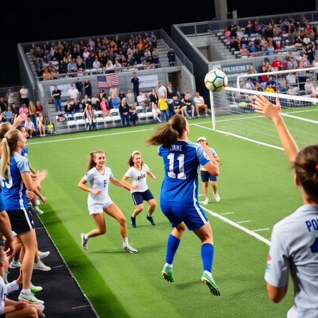 Action-packed scene of high school soccer and volleyball matches in Las Vegas