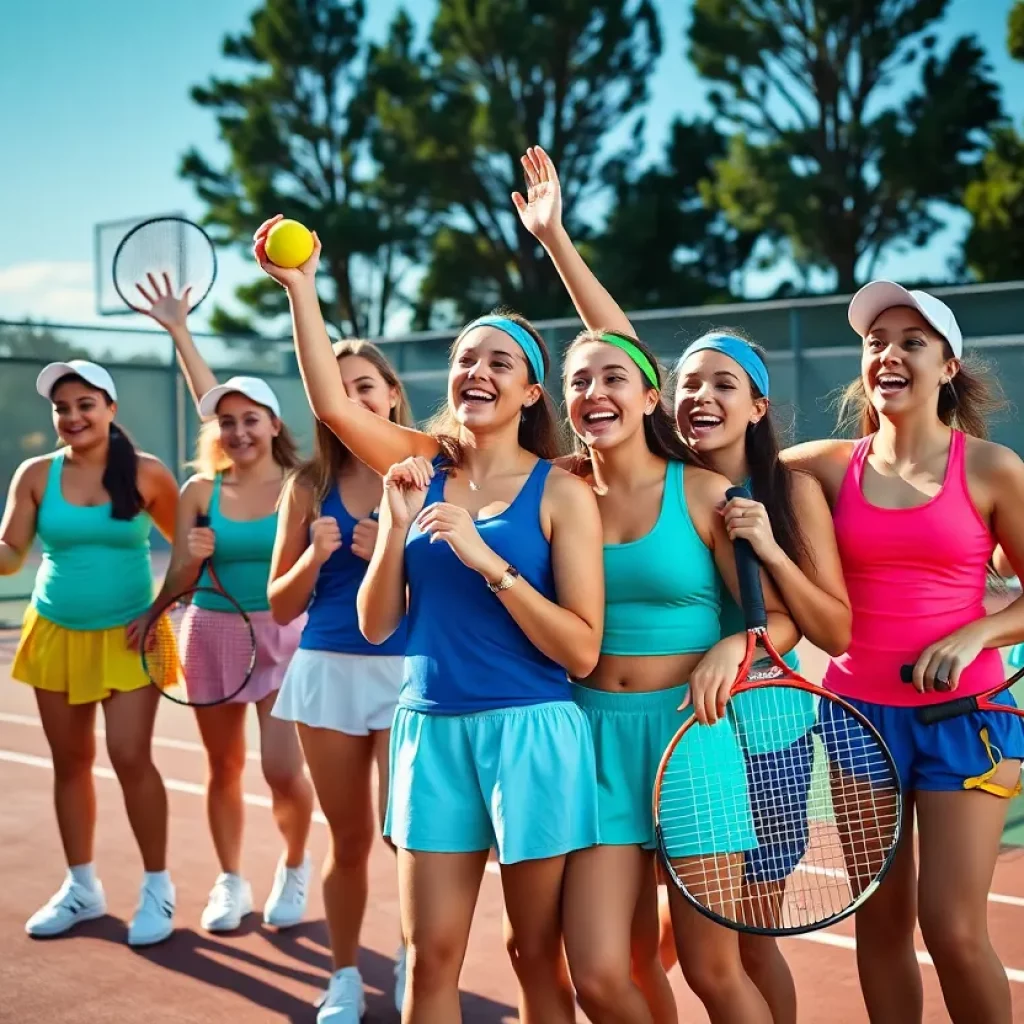 Hollidaysburg girls tennis team celebrating their victory