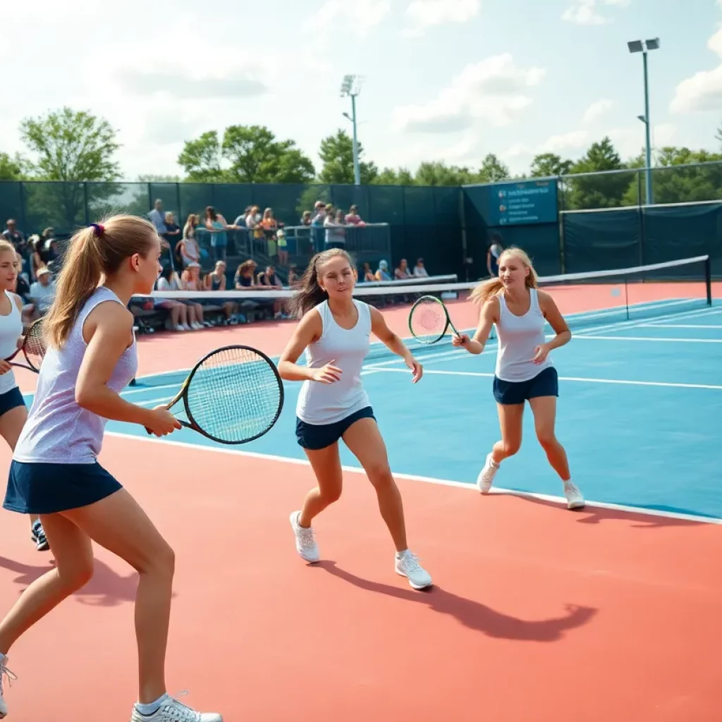 Hollidaysburg girls tennis team in an action-packed match