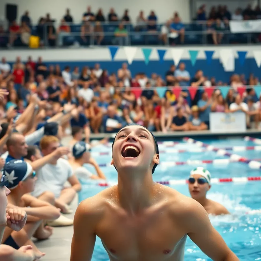 Swimmers competing in the Idaho High School Swimming Championships.
