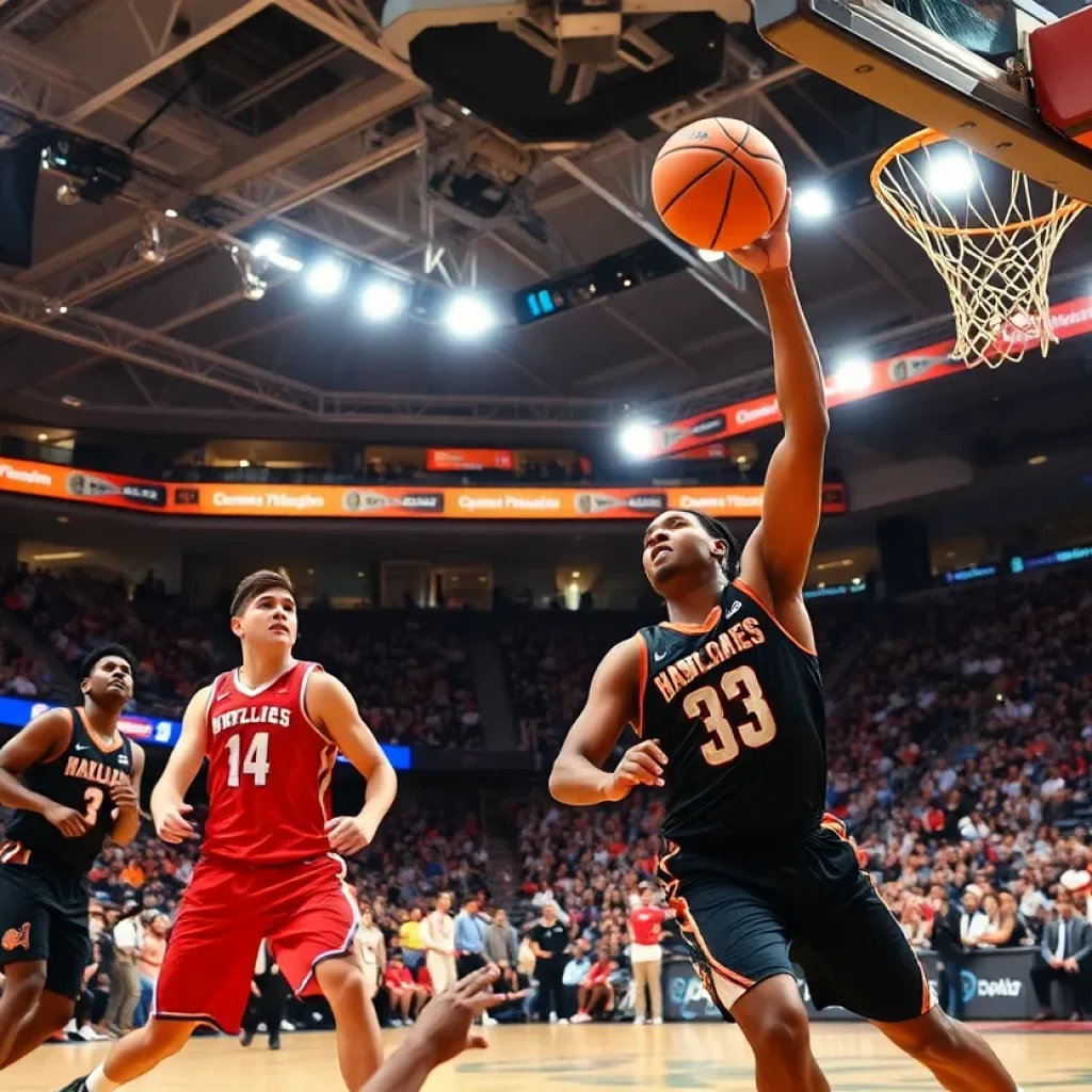 Players in action at an Iowa State basketball game