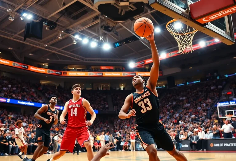 Players in action at an Iowa State basketball game