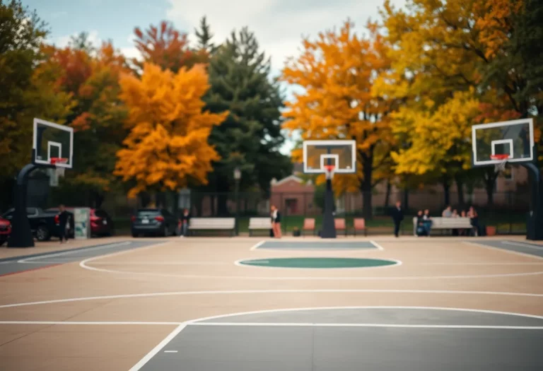 Autumn scene depicting excitement for Iowa Women’s Basketball season.
