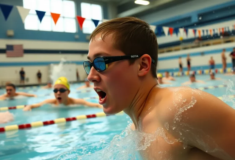 Jackson swim team competing in a high school swim meet