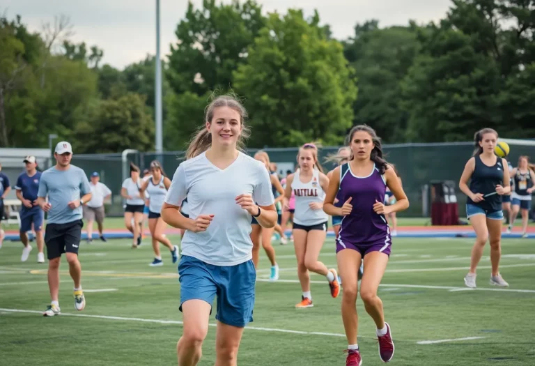 Athletes from Jamestown High School demonstrating their skills in various sports.